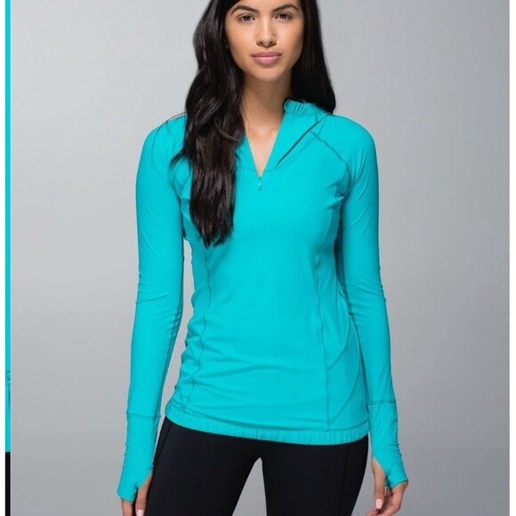 Lululemon Water Bound Hoodie Womens 8 Blue Tropics Pullover Athletic Outdoor - Picture 1 of 12
